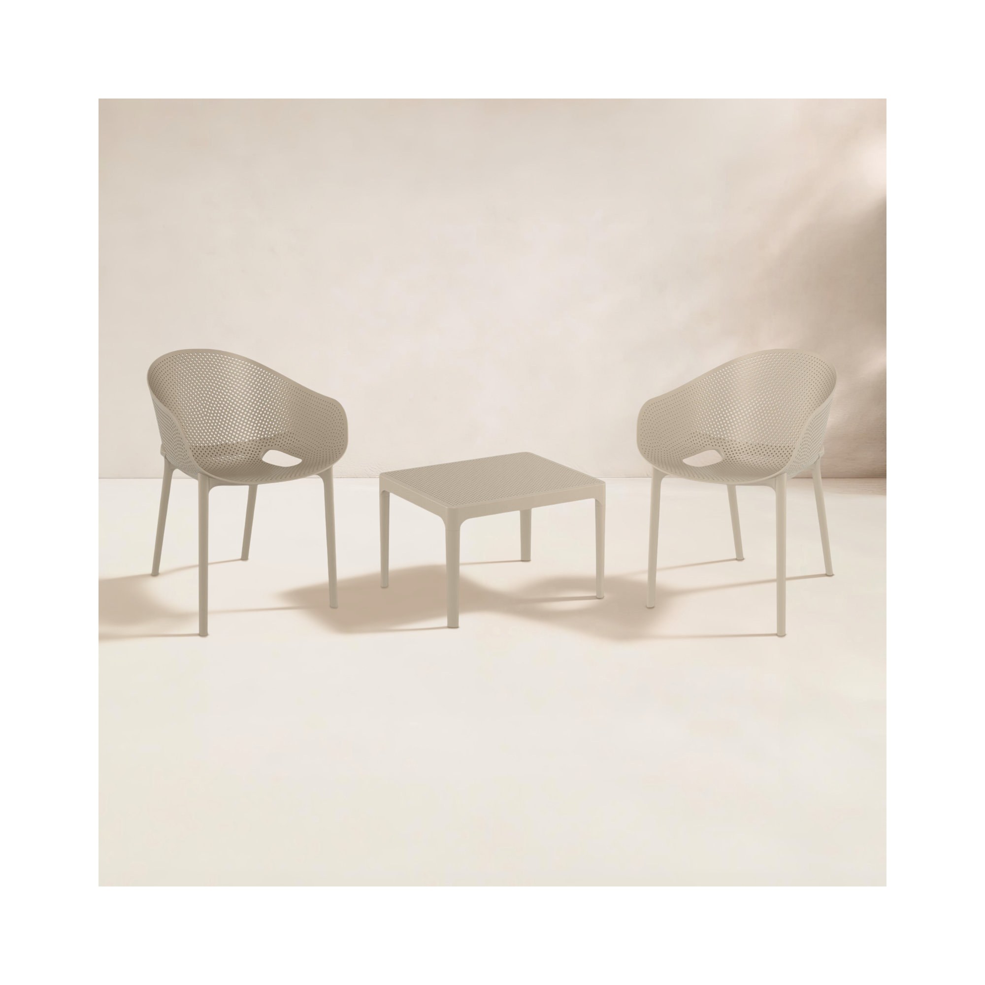 Farrah Sky Armchair 2 Person Seating Set, Beige