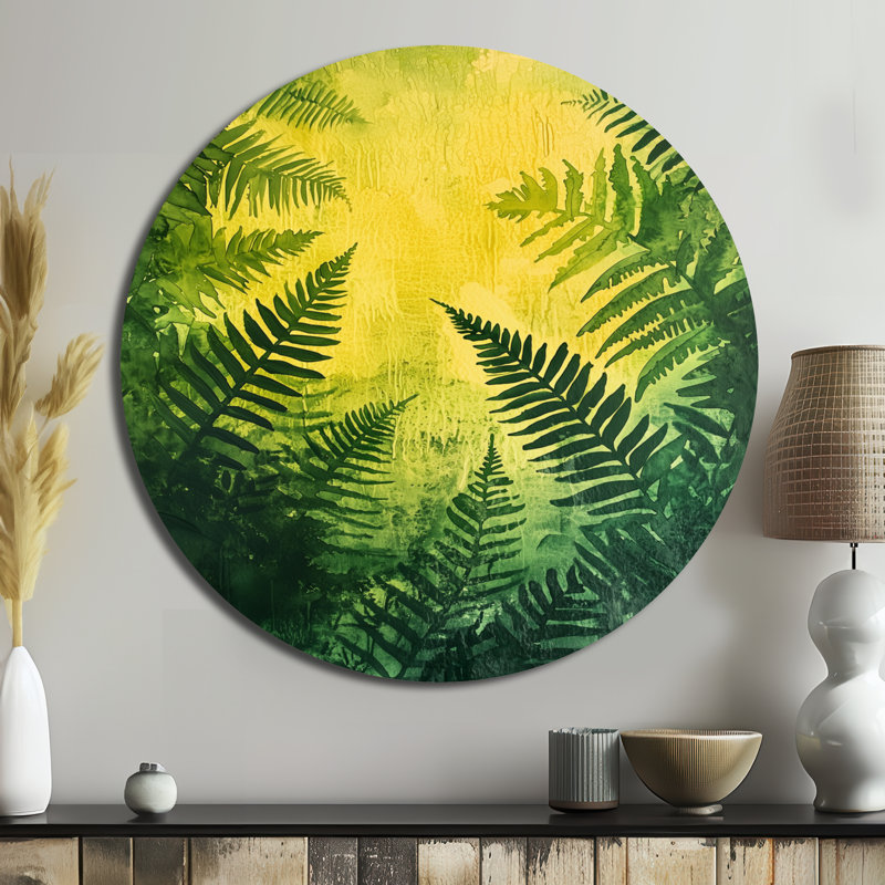Décoration murale minimaliste en fougère minimaliste, été - vert moderne, H 23 po x l 23 po
