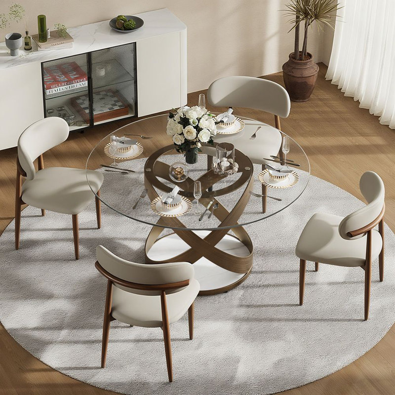 Table de salle à manger Maxwell, Bronze, H 30,31 po x L 51,18 po x l 51,18 po, Transparent