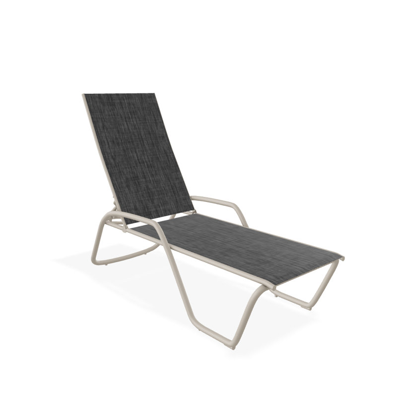 Outdoor Rust-Resistant Metal Chaise Lounge, Textured Desert, Augustine Shadow