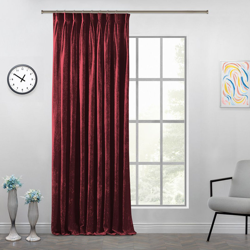 Room Darkening Single Curtain Panel, 245cm Width x 145cm Drop, Red