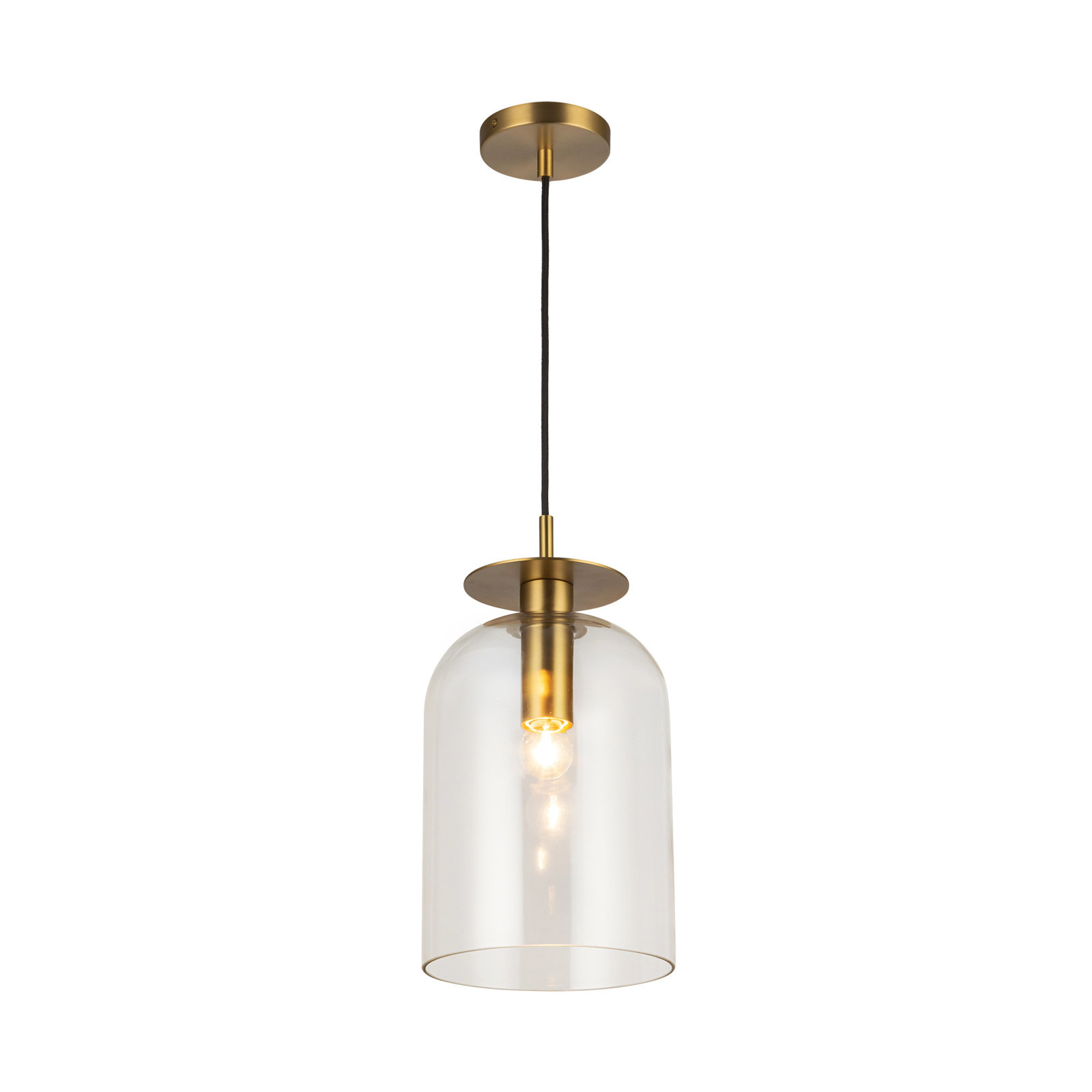Delisa Single Light Glass Steel Pendant, Brushed Gold