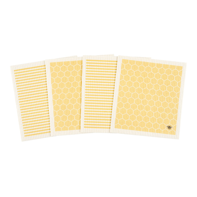 Swedish Dish Cloths Cotton Waffle Dish Cloth Kitchen Towel, Yellow/White