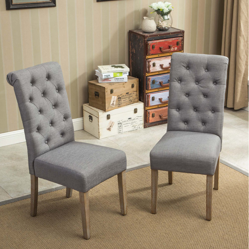 Chaise parsons capitonnée en bois massif, Gris