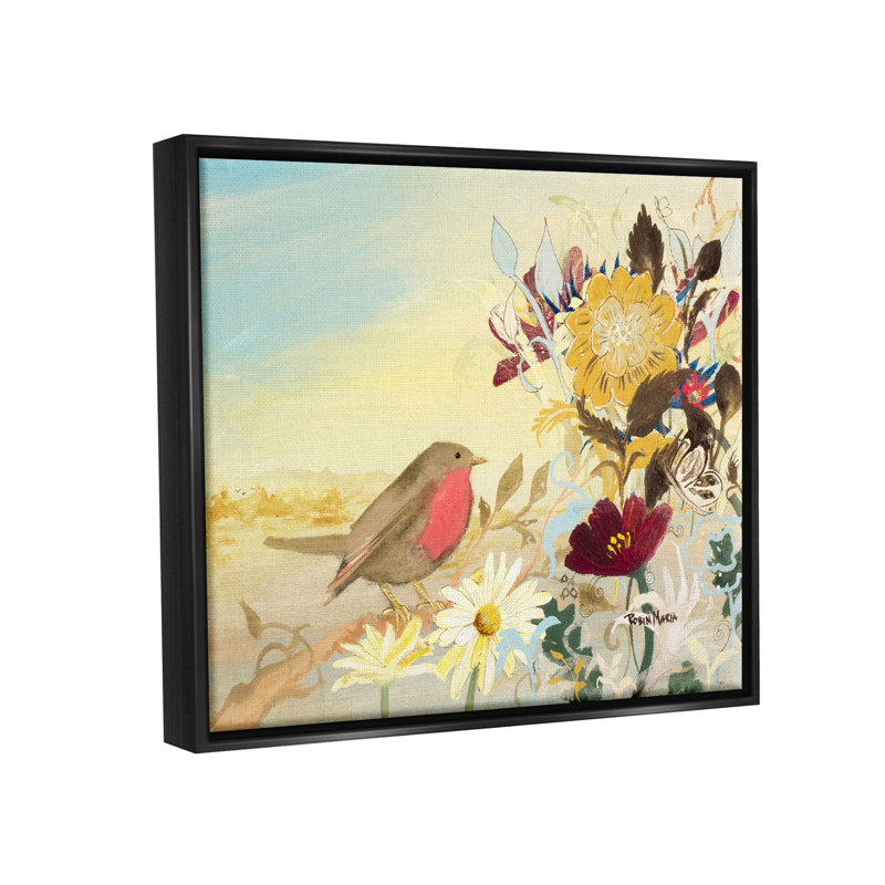 Arrangement giclée d'oiseaux par Robin Maria, Cadre flottant noir de jais, H 17 po x l 21 po x P 1,7 po