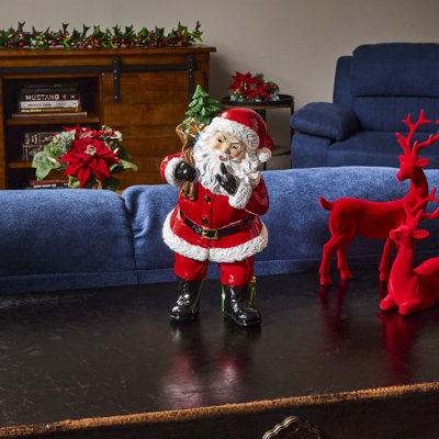 10" Resin Santa With Toy Sack