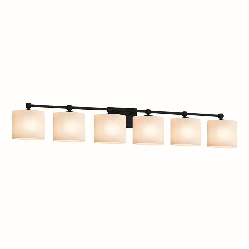 Casson 6 - Light Dimmable Vanity Light, Matte Black, Opal
