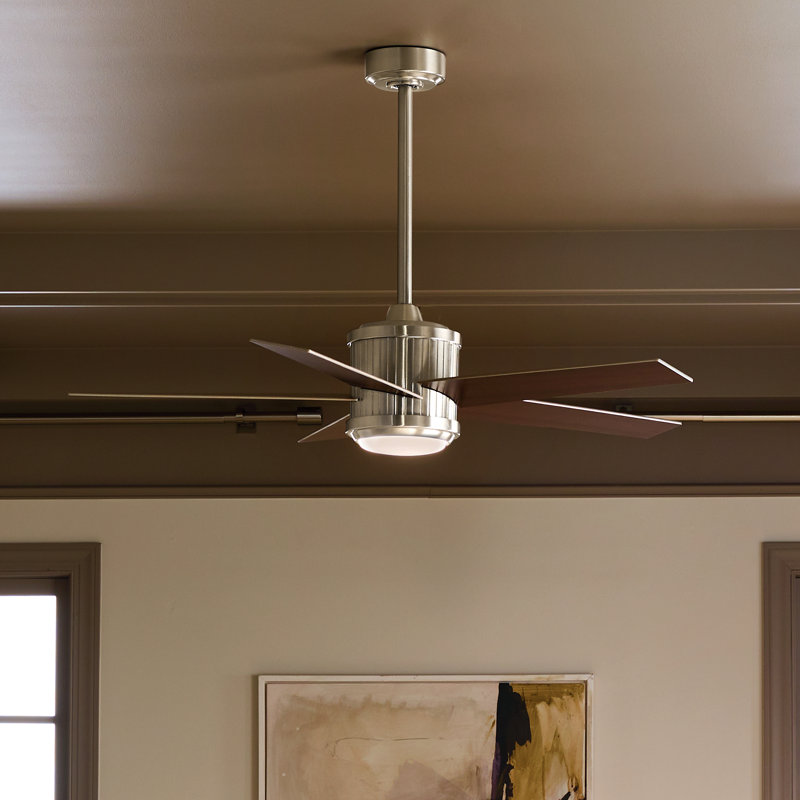 Bhram 48'' Ceiling Fan with LED Lights, Brushed Stainless Steel 