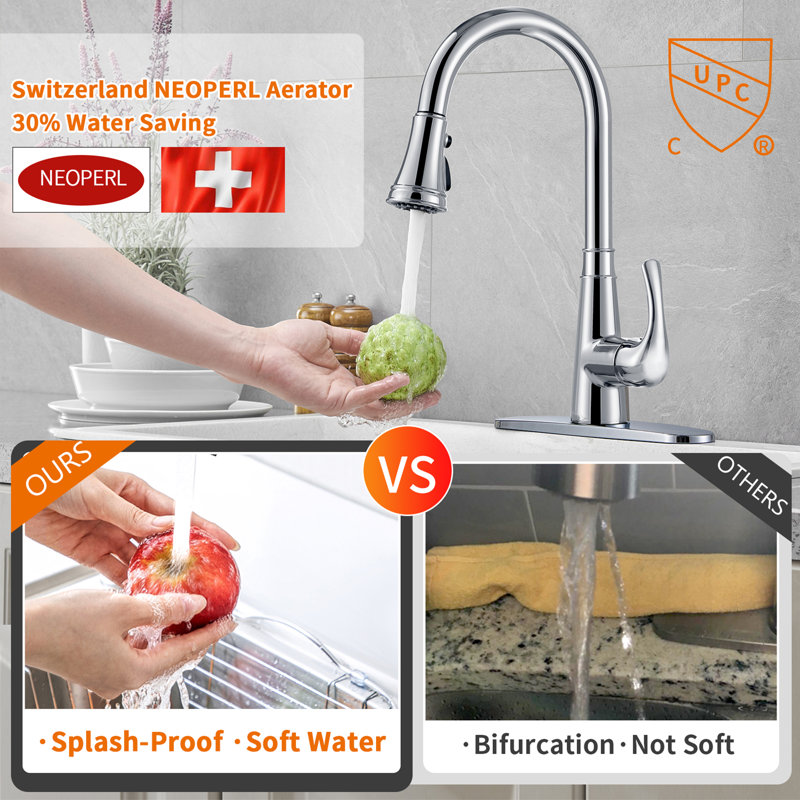 Uptap Pull Down Touchless Kitchen Faucet, Chrome