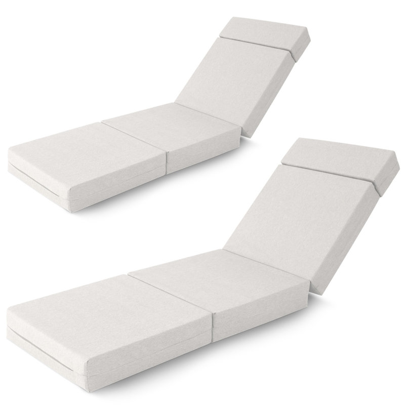 Paquet de 2 coussins de 80 po pour chaise longue d'extérieur, housse imperméable, amovible et lavable, coussins de remplacement toutes saisons pour jardin de piscine, beige / l