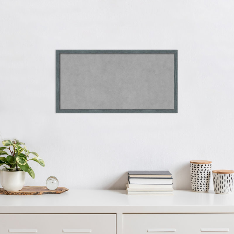 Tableau magnétique encadré étroit bleu-gris rustique, H 13 po x l 25 po
