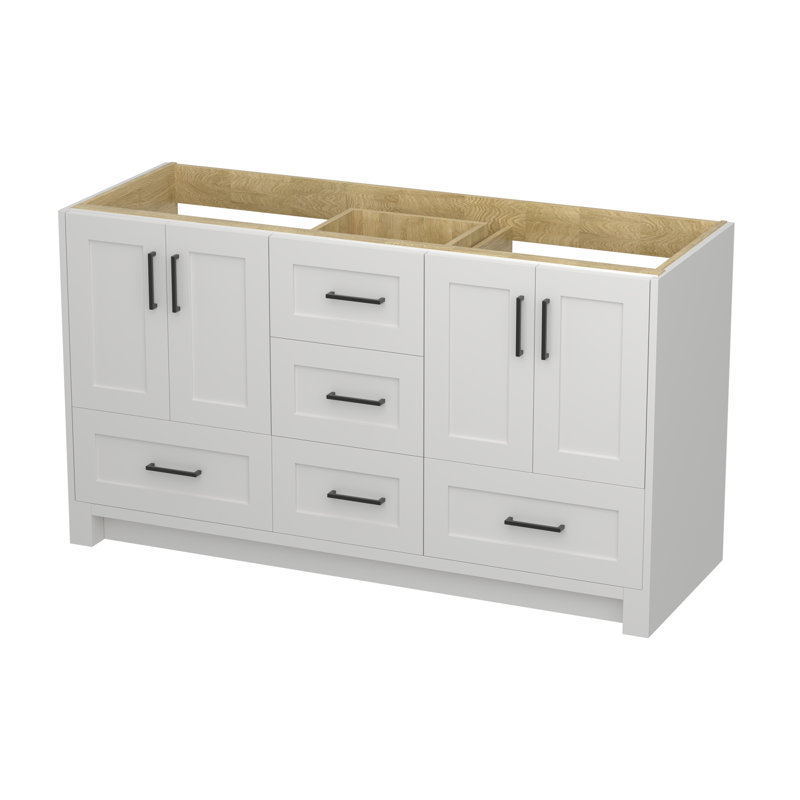 Taranika 60" Double Bathroom Vanity Base Only, White