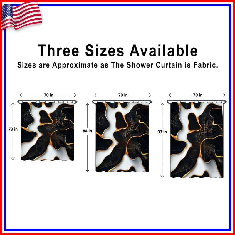 Rideau de douche abstrait - Art Modern Decor, H 73 po x l 70 po, Noir / abstrait