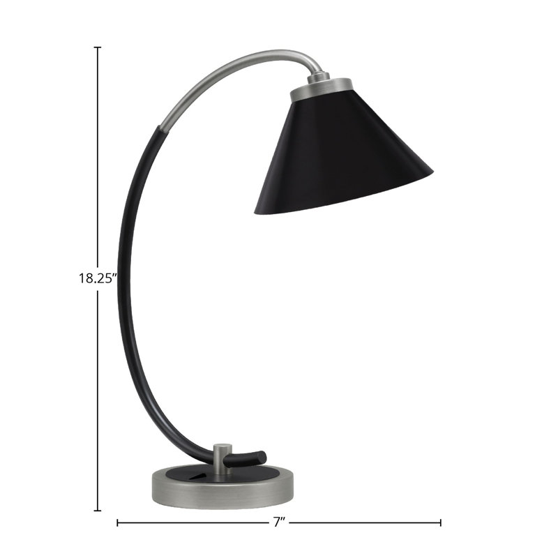 Lampe de bureau en acier inoxydable Waldena, Graphite / noir mat, Noir