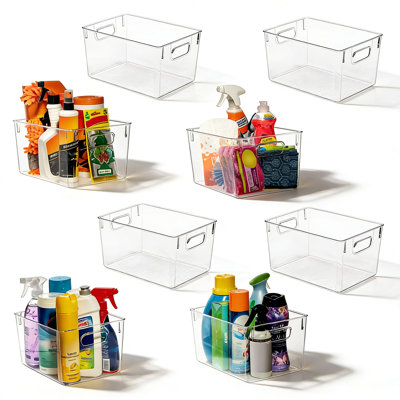 Ensemble de 8 bacs de rangement en plastique transparent