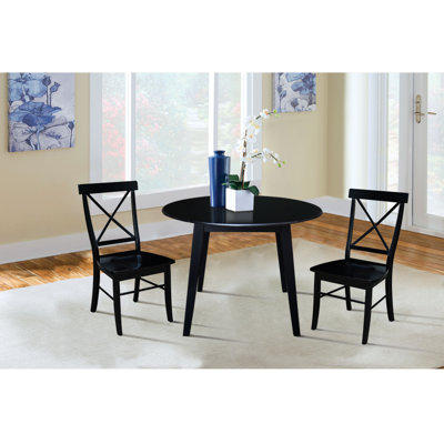 Kaylam Drop Leaf Rubber Solid Wood Dining Set