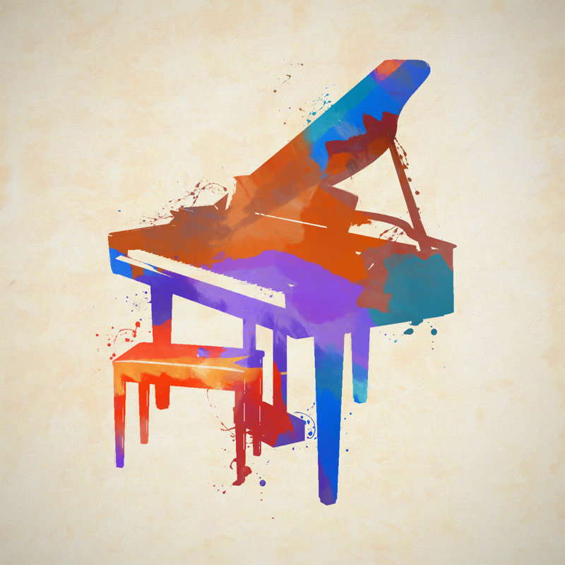 Rainbow Piano - Wrapped Canvas Print, 30cm H x 30cm W