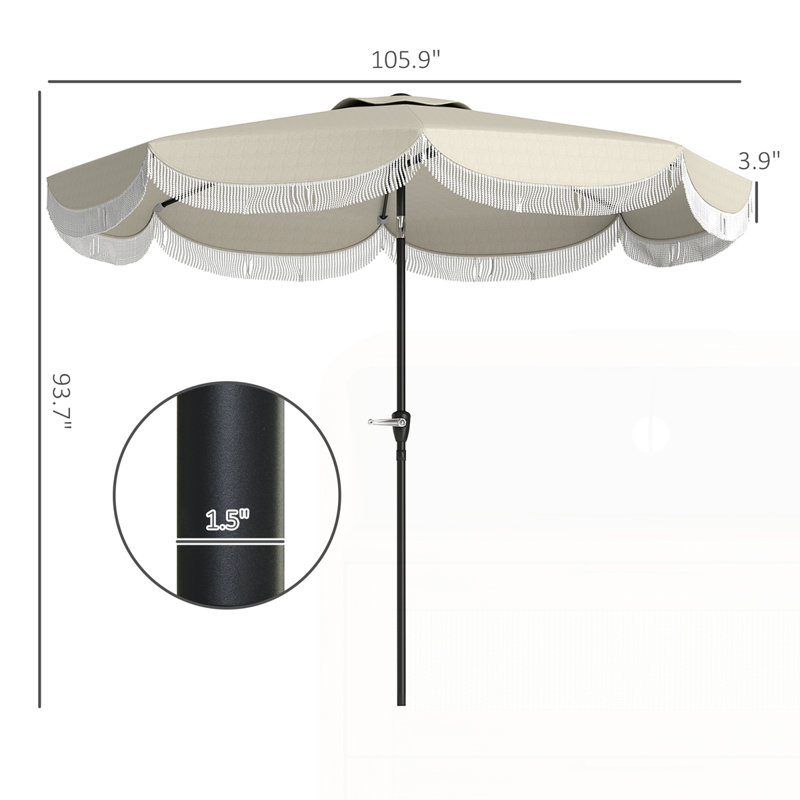 Parasol de table de patio ventilé avec manivelle, Gris clair, Noir