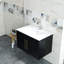 Meuble-lavabo noir de 30 po avec lavabo, charnières à fermeture en douceur, poignée en métal doré, lavabo en céramique pour une salle de bain élégante-129959491-129959489