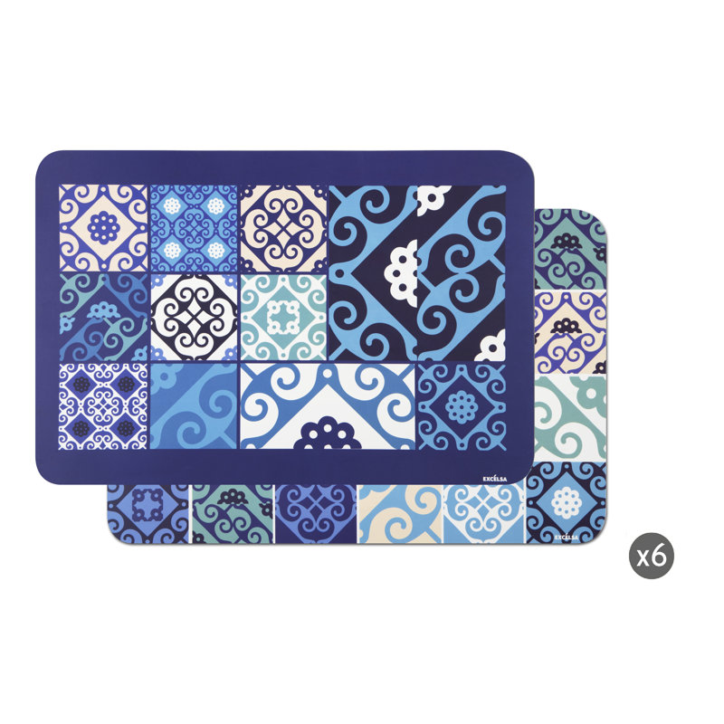 Maiolica Blue Abstract Rectangle Placemat