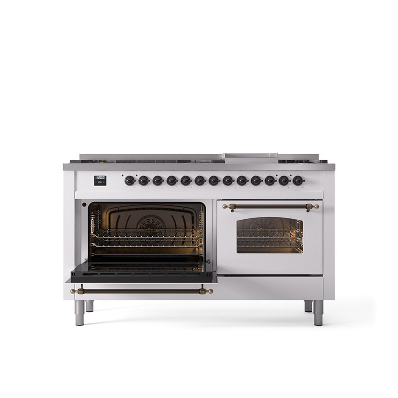 ILVE Nostalgie II 60 Dual Fuel Range, 9 Burners, Griddle, Natural Gas, RAL Color/Bronze