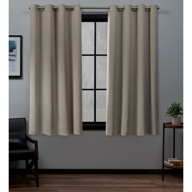 Kennith Sateen Room Darkening Curtain Pair, 52" W x 63" L, Vintage Linen