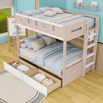 Bunk Bed with 2 Drawers, Shelf and LED Light