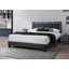 Lit 1pc grand lit en tissu de laine gris anthracite capitonné avec cadre de lit à DEL