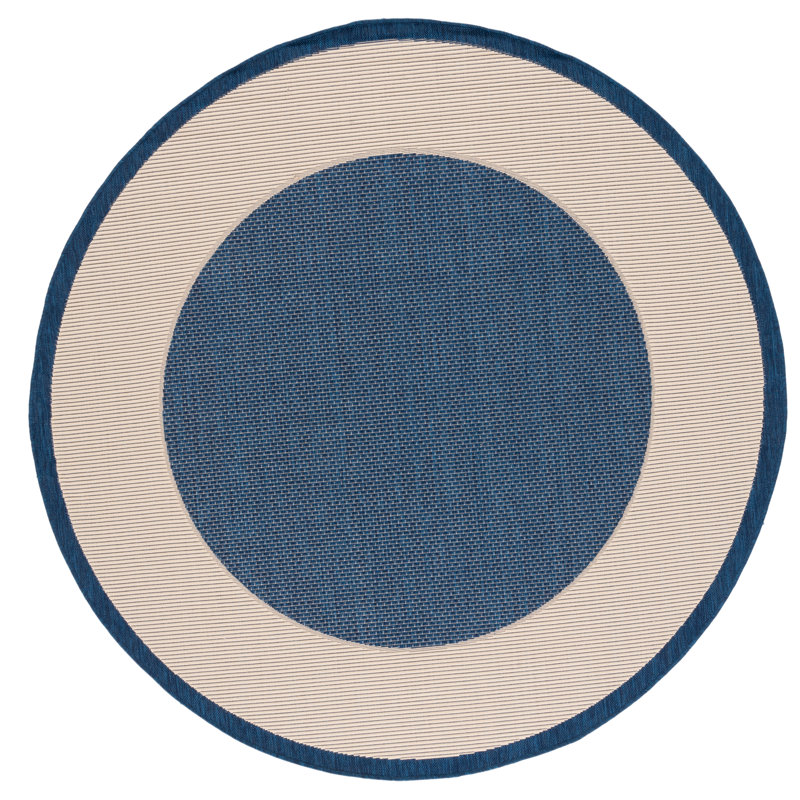 VIlmar Navy/Beige Indoor/Outdoor Area Rug, Round 4'