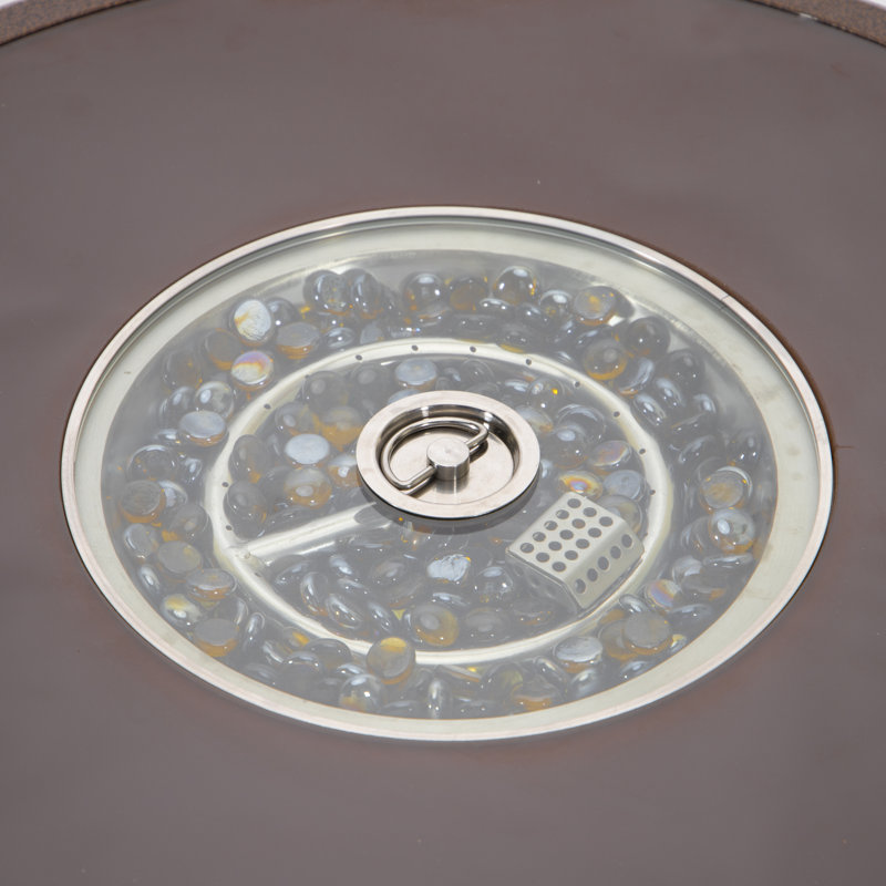 Table de foyer d'extérieur au propane avec couvercle H 20 po x l 29 po, Brown