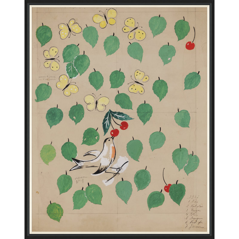 Cherries Print by Paule Marrot, Black Framed, 54" H x 43" W x 1.25" D