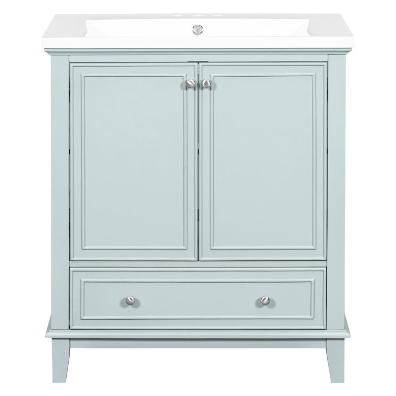 Meuble-lavabo 30 po avec lavabo en céramique, 30", Vert