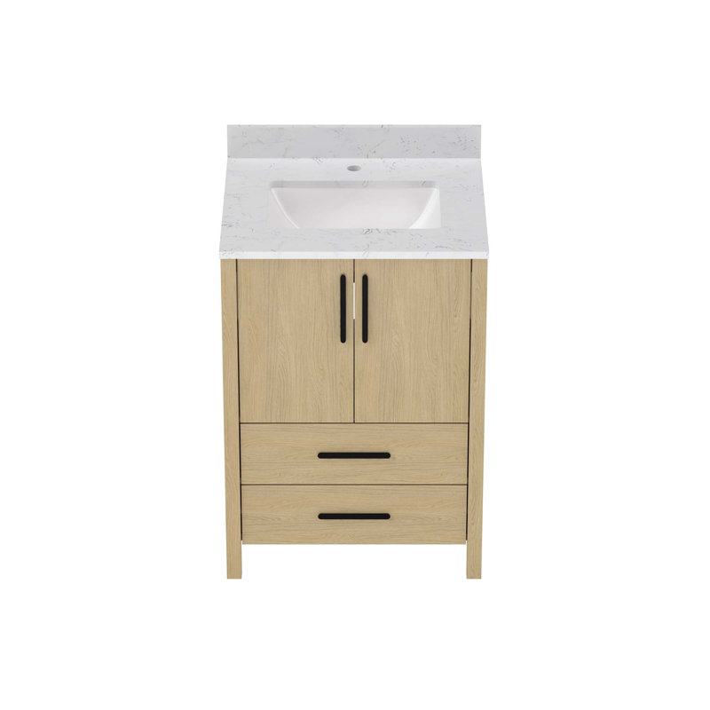 Meuble-lavabo de salle de bain avec comptoir et trou pour robinet, 24"