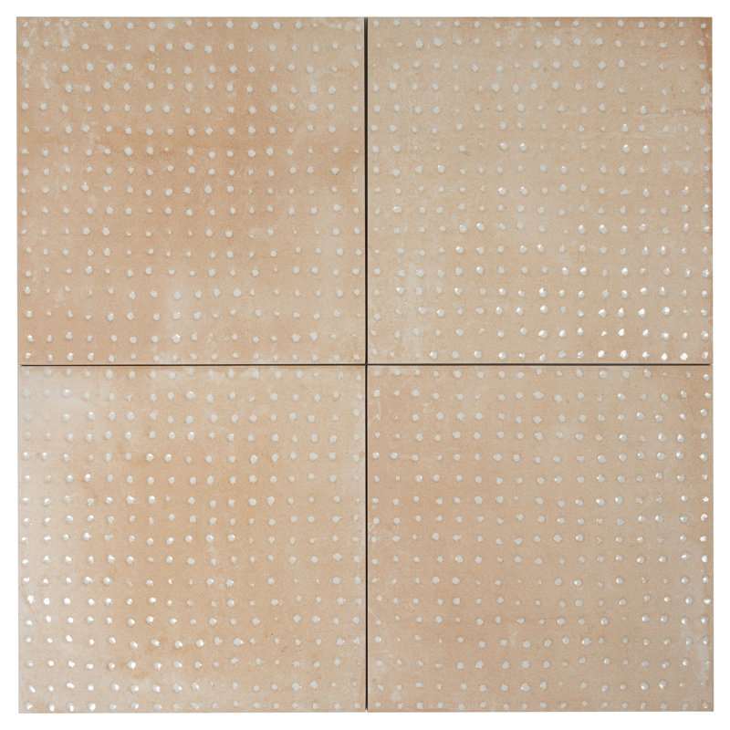 Palmera 9x9 Terracotta Beige Porcelain Dotted Square Wall and Floor Tile (6.96 sq ft/case) - 13 Pack, Beige/Terracotta
