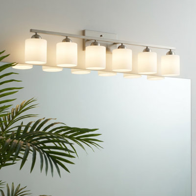 Luminaire de meuble-lavabo 6 lumières avec abat-jour en verre opale