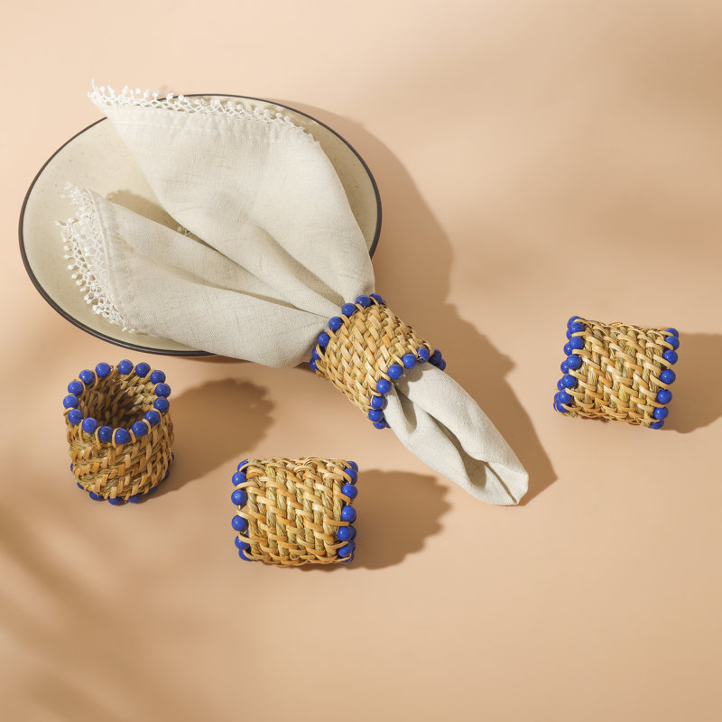 Rond de serviette azur en rotin