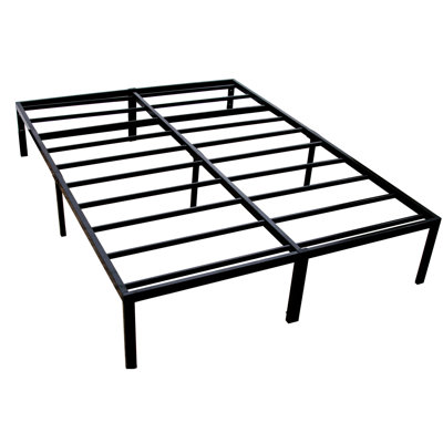 Black Steel Modern Queen Platform Foundation, Heavy - Duty Construction, Holds 2000 Pounds, Storage Option Size And , Clean Lines, Under Bed