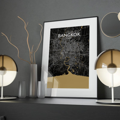 Bangkok City Map In Luxe - No Frame Print