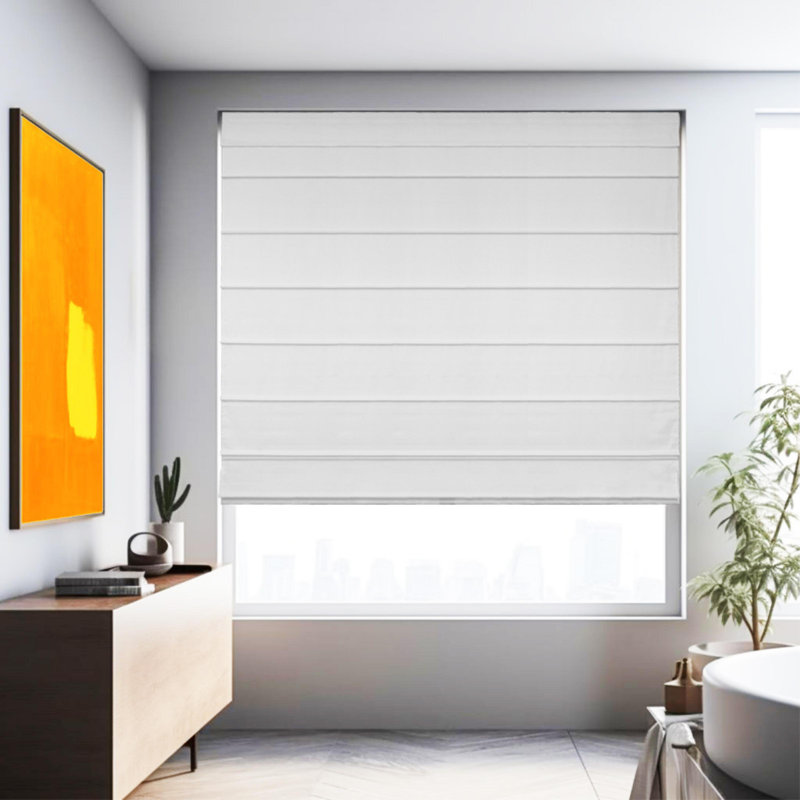 Room Darkening Roman Shade, 23"W x 64"L, White