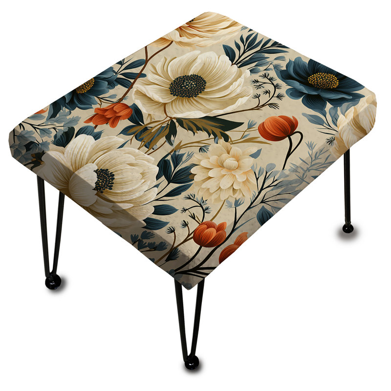 Repose-pieds rétro vintage ivoire à motif floral classique
