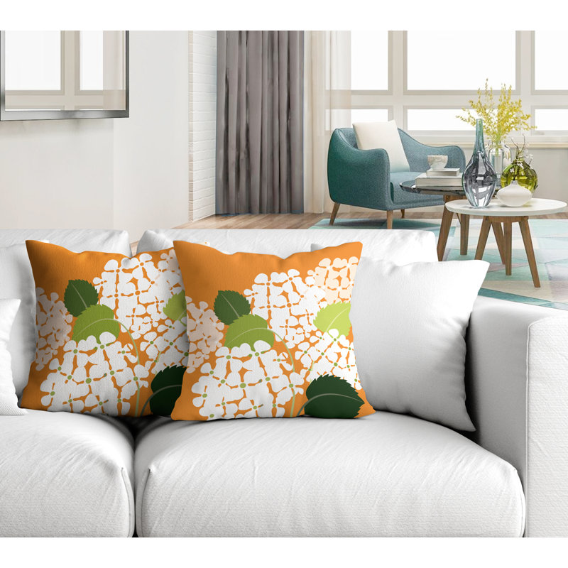Housse et insert de coussin décoratif intérieur / extérieur en polyester / mélange de polyester, L 17 po x H 17 po, Orange