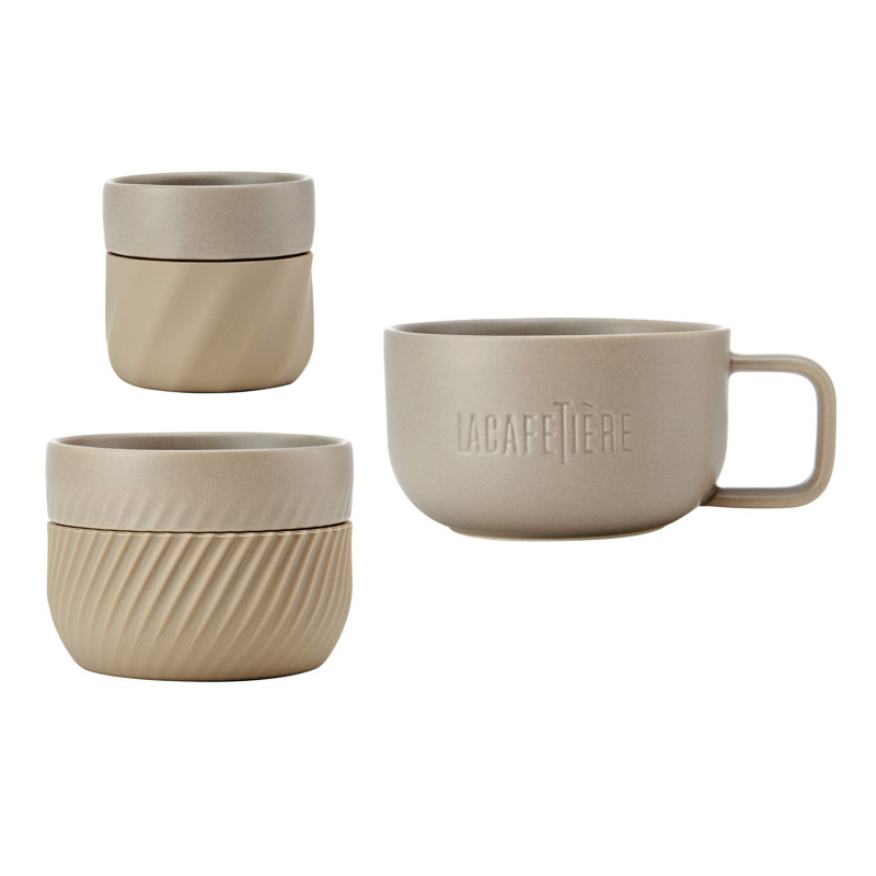 La Cafetière Family Mug Set, 380ml, 200ml and 100ml, Porcelain, Cream