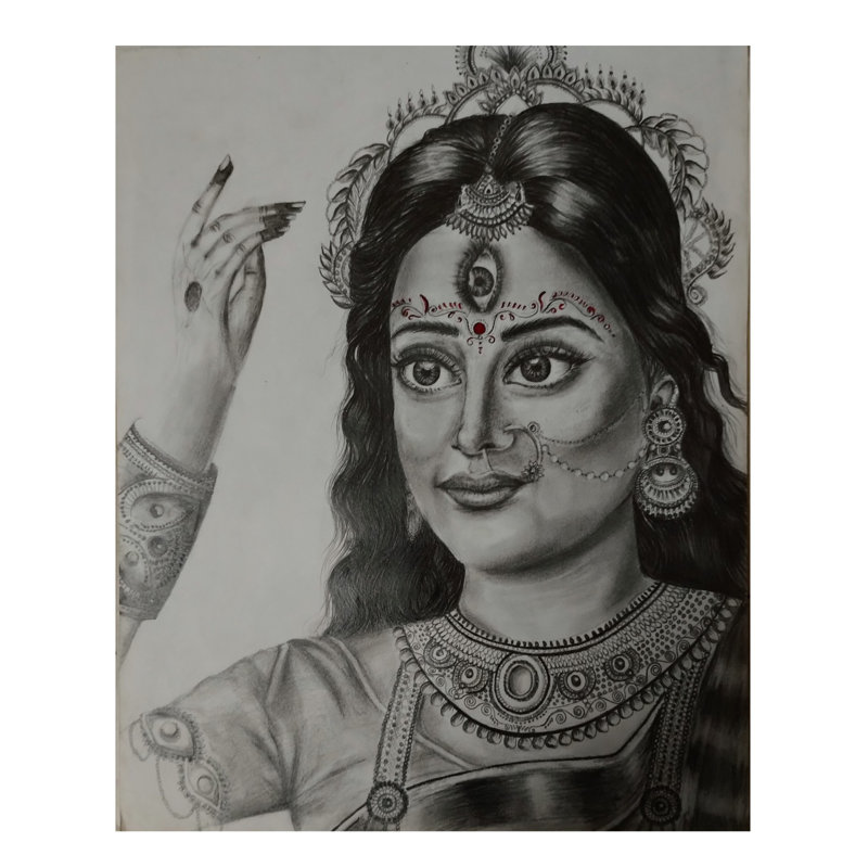 Devi Adishakti | Graphite sur papier | Peinture d'Ankit Bagde