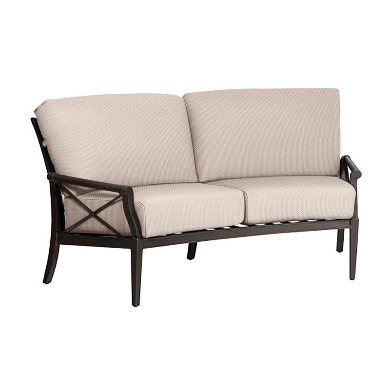 Andover 74.5'' Wide Aluminum Loveseat with Cushions, Canvas Bird's Eye Sunbrella® Canvas, Pewter