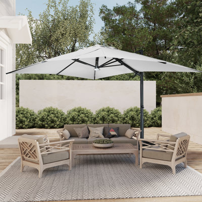 Parasol rectangulaire suspendu en porte-à-faux à manivelle 157,48 po x 118,11 po Soheir inclus