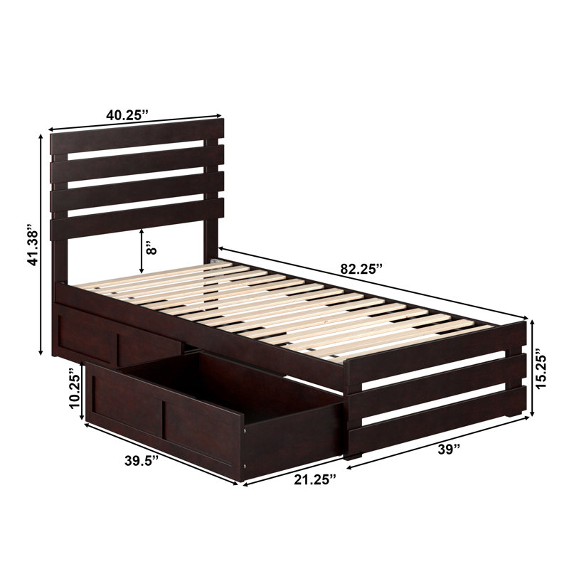 Aaliyah-Skye Solid Wood Slat Storage Bed, Twin XL