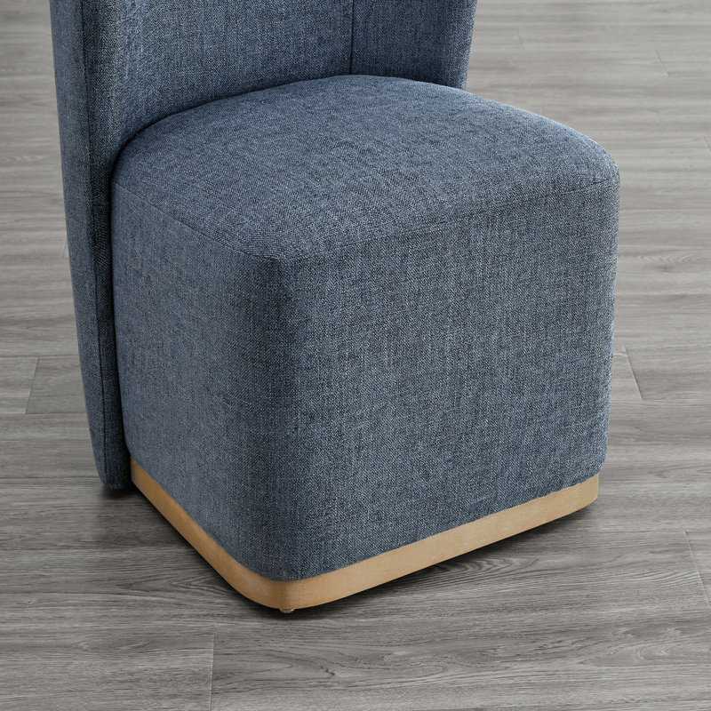  Chaises de salle à manger rembourrées à roulettes Geelt, Sergé bleu