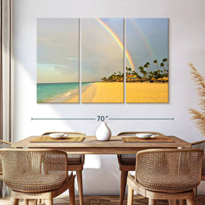 Gillard arc-en-ciel au-dessus de la plage, H 42 po x l 65 po
