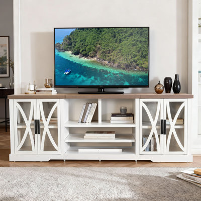 93"W Farmhouse Tv Stand For Tvs Up To 100", Entertainment Center Tv Console With Storage Cabinets And Adjustable Shelves by Ophelia & Co.