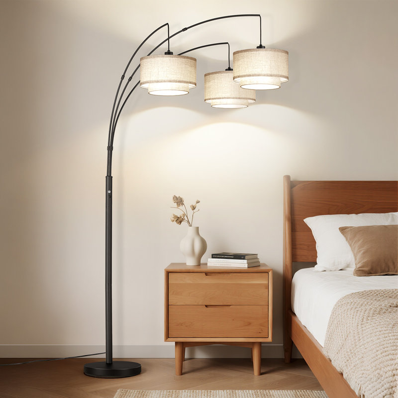 81.5" 3 Light Tree Floor Lamp With 3 Bulbs Included, Black